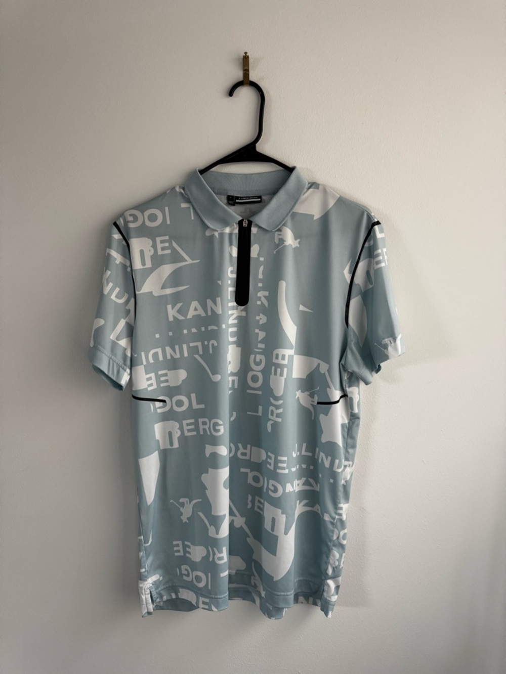 Light Blue Printed Polo Shirt by Unknown Brand